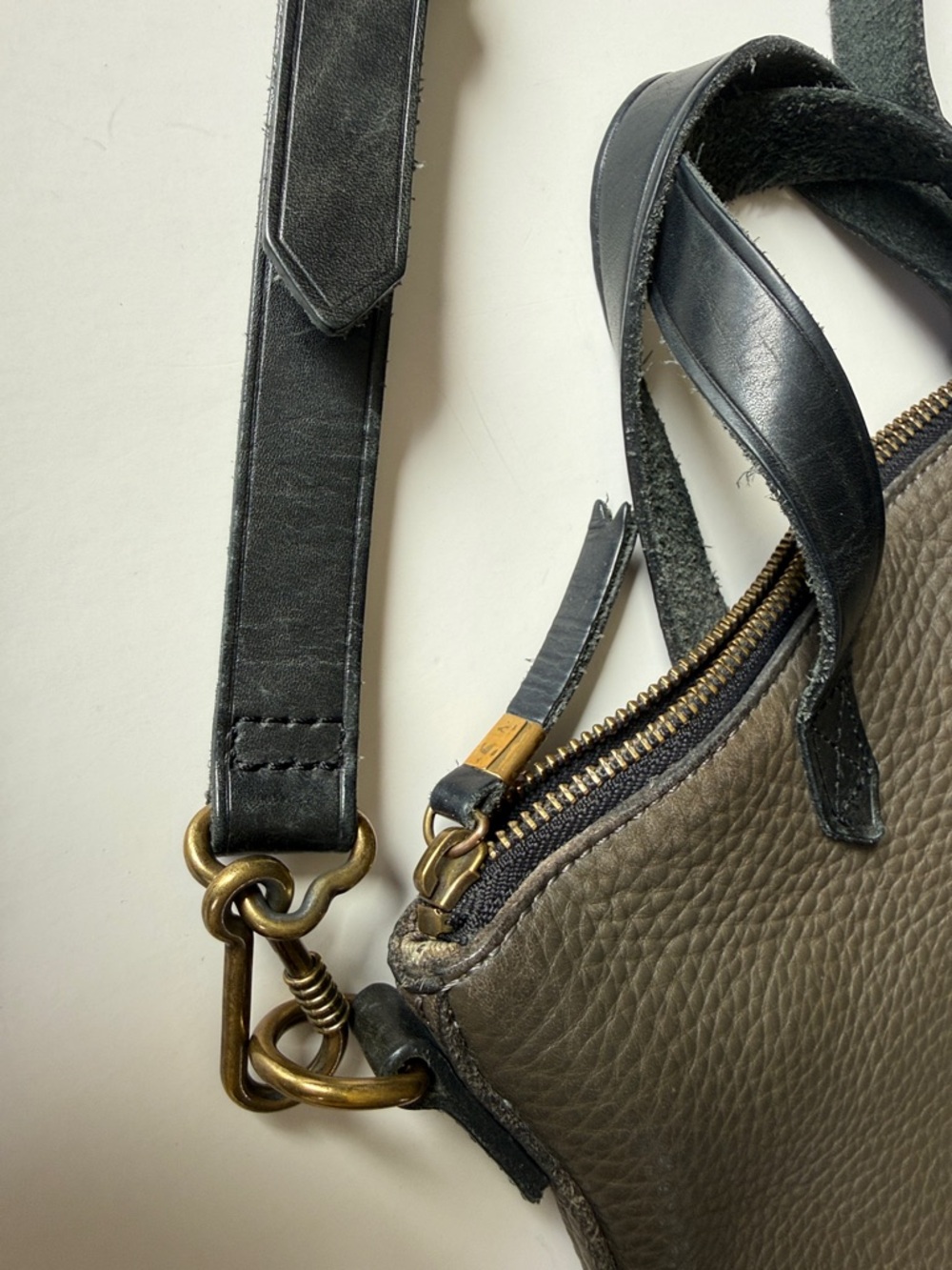 Madewell Pebbled Leather Transport Mini Convertible Shoulder Bag - Gray/Black - Picture 8 of 16